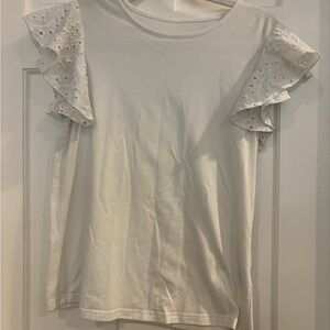 SHEIN Cream Eyelet Sleeve Tee